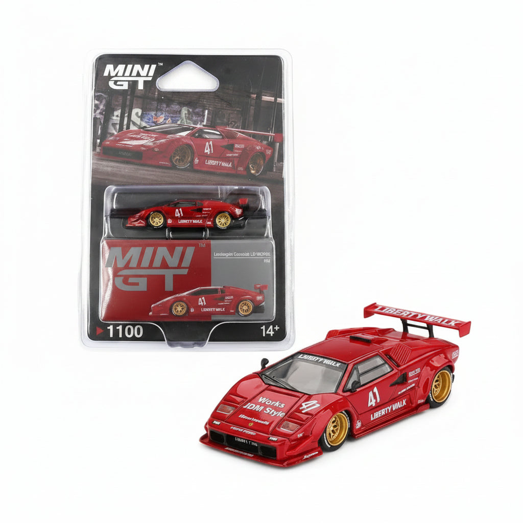 Mini GT 1:64 LB-Works Lamborghini Countach | Red | #1100 | Blister Pack | Die-Cast Collectible