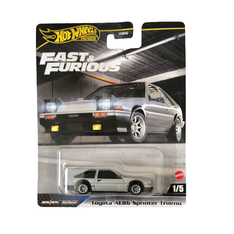 Hot Wheels Premium 1:64 Fast & Furious — Toyota AE86 Sprinter Trueno | Silver | 1/5 | HNW46 | Die-Cast Collectible